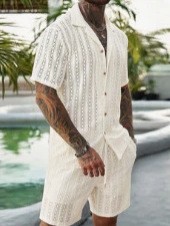 Men Crochet Knit 2 Piece Set L - Embellish Knit ulasan dan harga