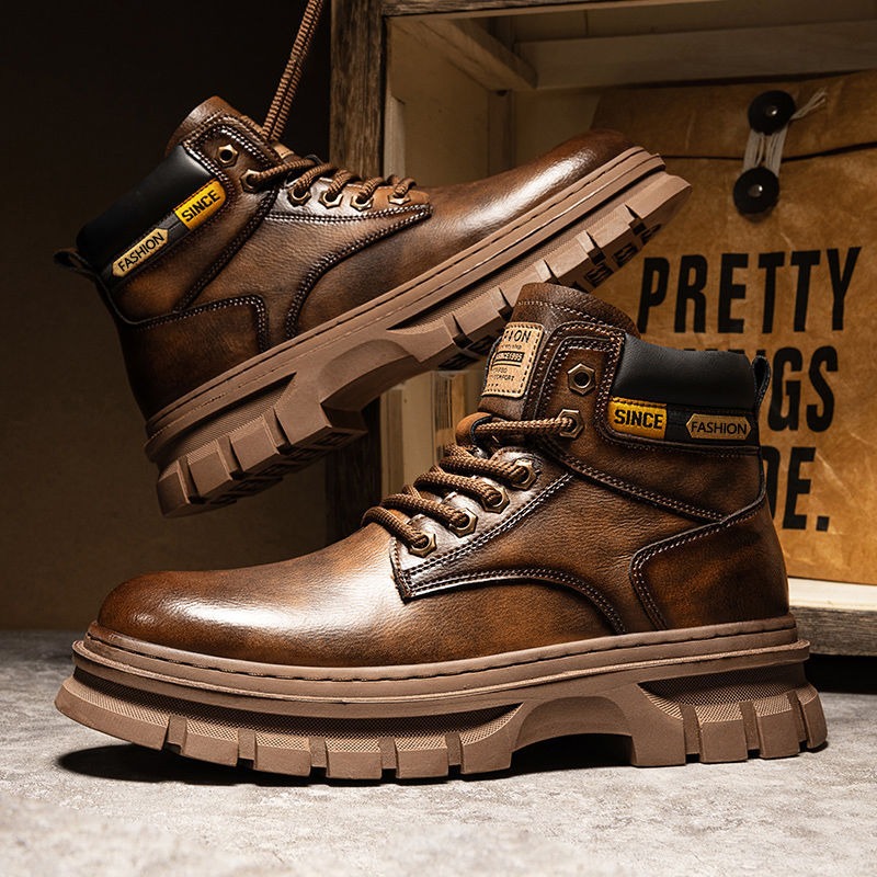 Vintage Men Platform Ankle Boo - Guipure Lace Panel ulasan dan harga