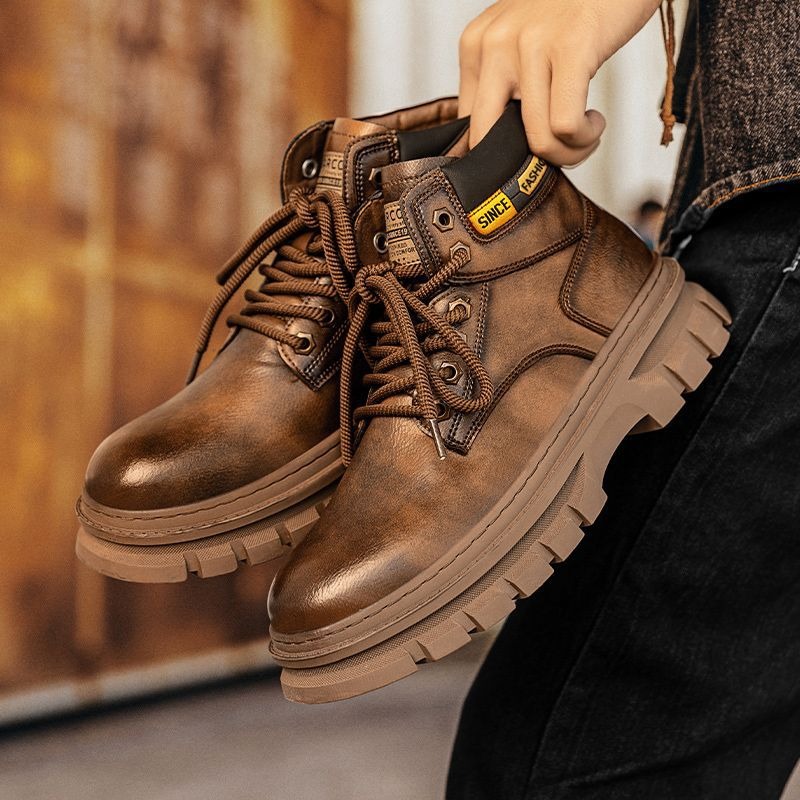 Vintage Men Platform Ankle Boo - Guipure Lace Panel ulasan dan harga