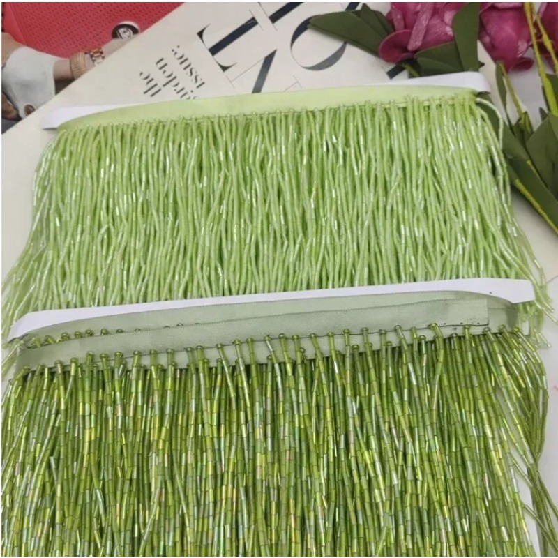 10CM Silver Red Bead Tube Tass - Tassel Fringe Trim ulasan dan harga