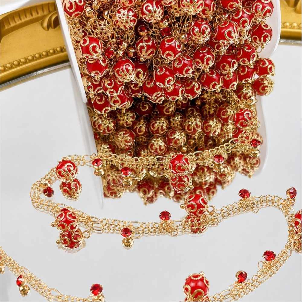 0.5Meter/1Meter Glass Bead Rhi - Pearl Trim Chain ulasan dan harga