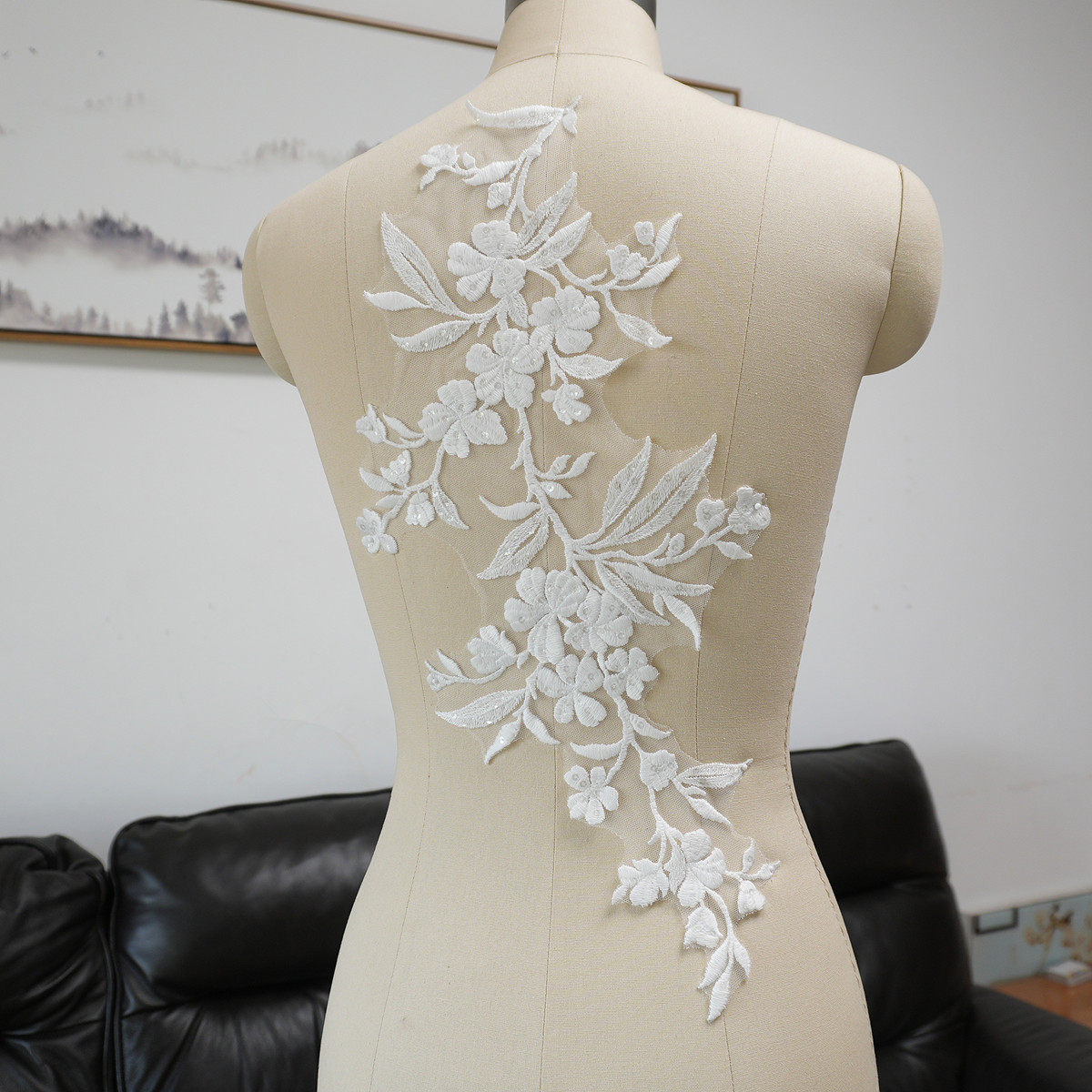 White Floral Leaf Sequins Appl - Craft Embellishment ulasan dan harga