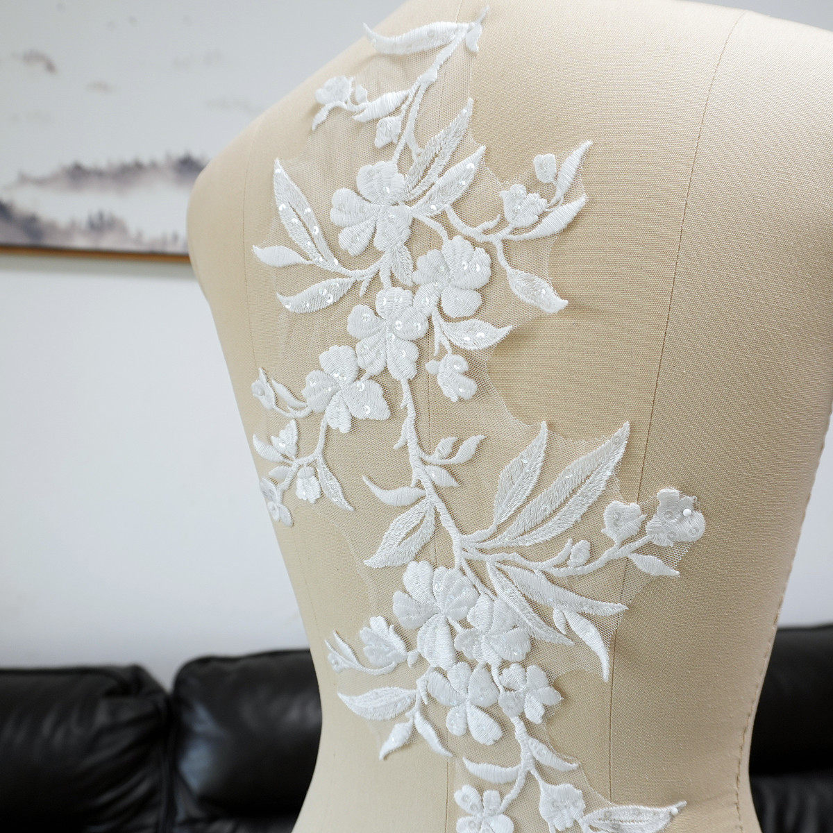 White Floral Leaf Sequins Appl - Craft Embellishment ulasan dan harga